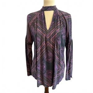 Free People Purple Walking on A Dream Tunic V Neck BOHO Oversized Blouse Size XS